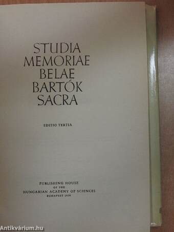 Studia Memoriae Belae Bartók Sacra