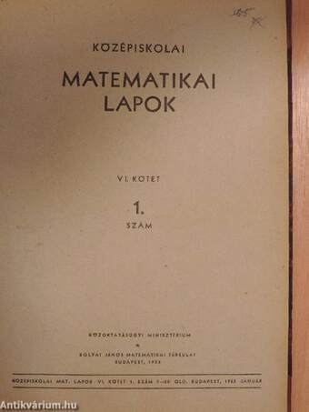 Középiskolai matematikai lapok 1953. (fél évfolyam)