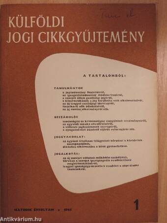 Külföldi jogi cikkgyűjtemény 1966/1.