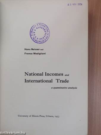 National Incomes and International Trade