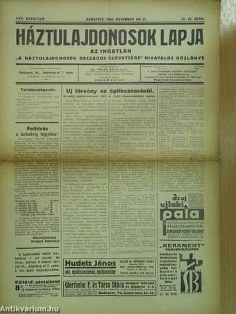 Háztulajdonosok lapja 1930. december 31.