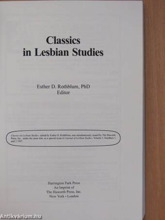 Classics in Lesbian Studies