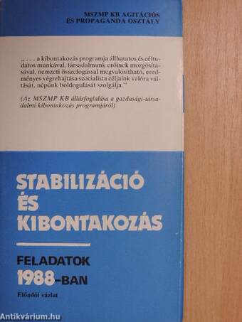 Stabilizáció és kibontakozás