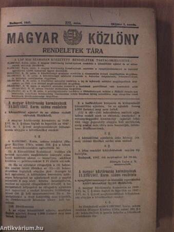 Magyar Közlöny 1947. október 1.-december 31.