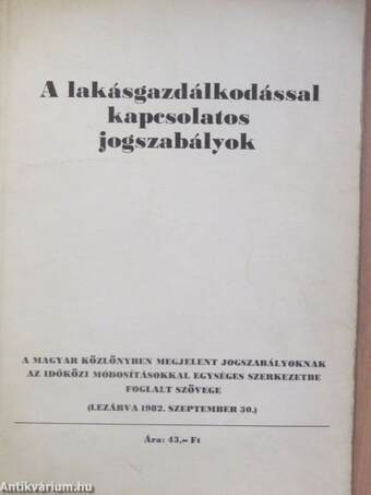 A lakásgazdálkodással kapcsolatos jogszabályok