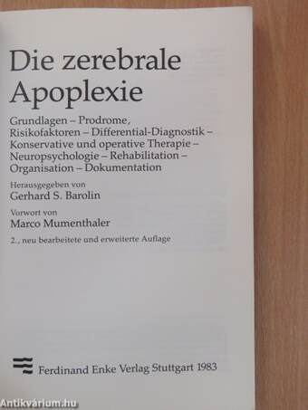 Die zerebrale Apoplexie