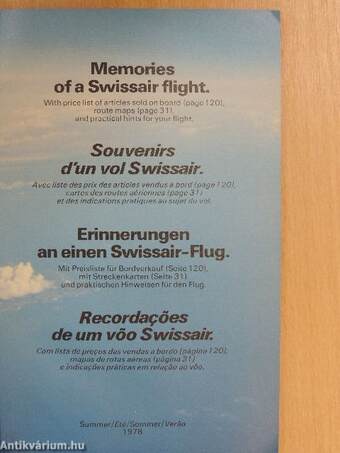 Memories of a Swissair flight/Souvenirs d'un vol Swissair/Erinnerungen an einen Swissair-Flug/Recordacoes de um voo Swissair