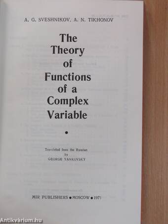 The Theory of Functions of a Complex Variable