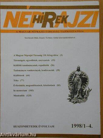 Néprajzi Hírek 1998/1-4.