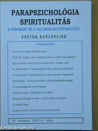 Parapszichológia-Spiritualitás 2003/4.