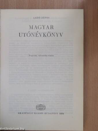 Magyar utónévkönyv