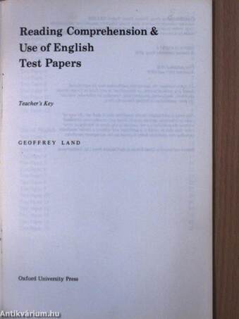 Reading Comprehension and Use of English Test Papers