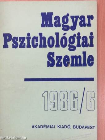 Magyar Pszichológiai Szemle 1986/6.