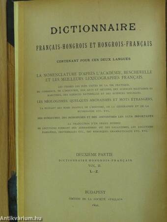 Franczia-magyar szótár I-III./Magyar-franczia szótár I-II.