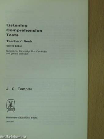 Listening Comprehension Tests - Teachers' Book