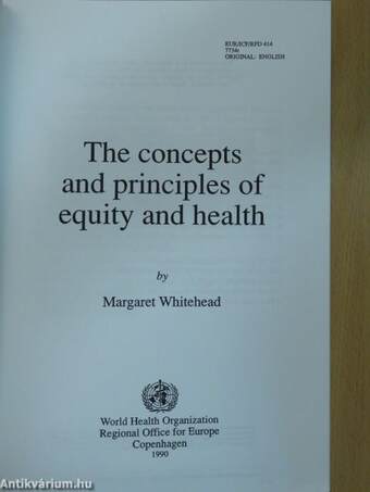 The concepts and principles of equity and health