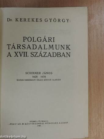 Polgári társadalmunk a XVII. században