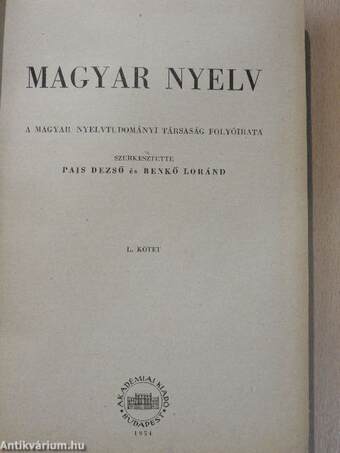 Magyar Nyelv 1954. évi 1-4. szám