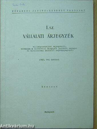 I. sz. Vállalati árjegyzék