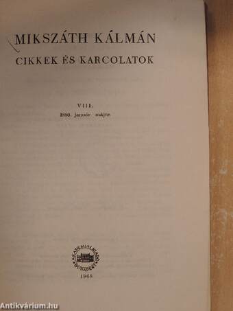 Cikkek és karcolatok VIII.