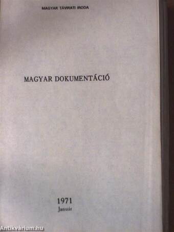 MTI magyar dokumentáció 1971. (nem teljes évfolyam)