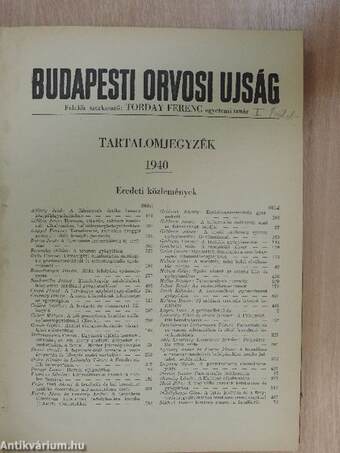 Budapesti Orvosi Ujság 1940. január-december I-II.