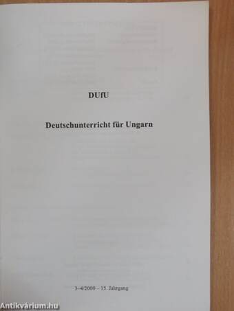 DUfU Deutschunterricht für Ungarn 3-4/2000