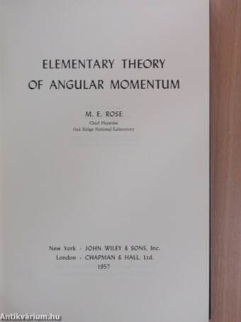 Elementary Theory of Angular Momentum