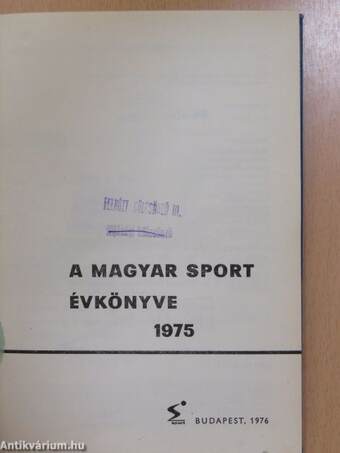 A Magyar Sport Évkönyve 1975