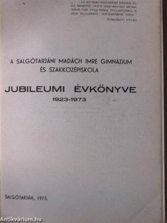 A salgótarjáni Madách Imre Gimnázium és Szakközépiskola jubileumi évkönyve