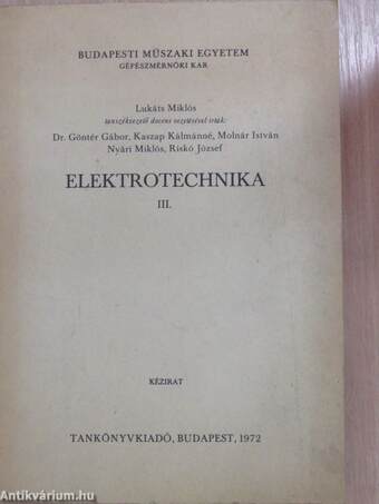 Elektrotechnika III. 