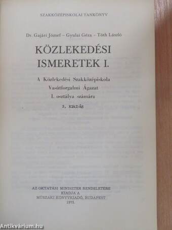 Közlekedési ismeretek I.