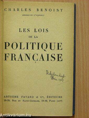 Les Lois de la Politique Francaise