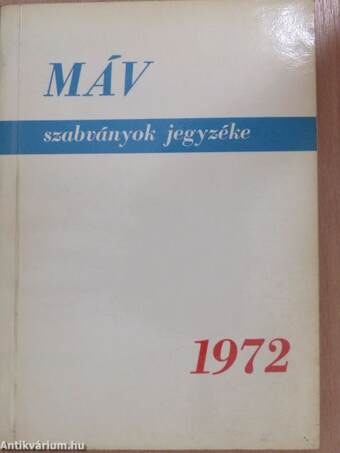 MÁV szabványok jegyzéke 1972