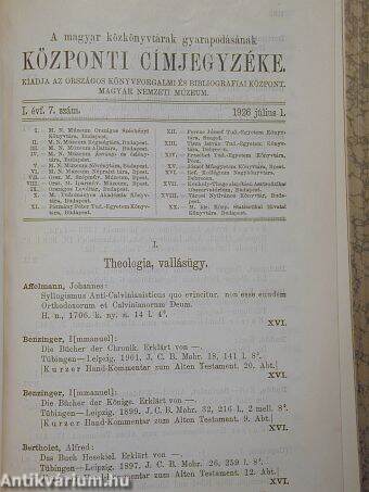 A magyar közkönyvtárak gyarapodásának központi címjegyzéke 1926. május-augusztus