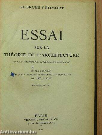 Essai sur la théorie de l'architecture