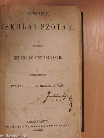 Latin-magyar iskolai szótár I.