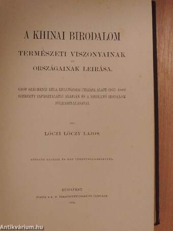 A khinai birodalom természeti viszonyainak és országainak leirása