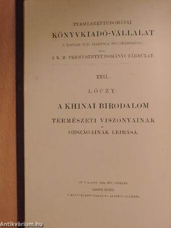 A khinai birodalom természeti viszonyainak és országainak leirása