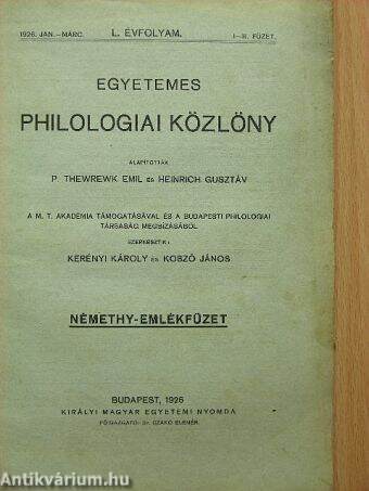 Egyetemes Philologiai Közlöny 1926. jan.-márc.