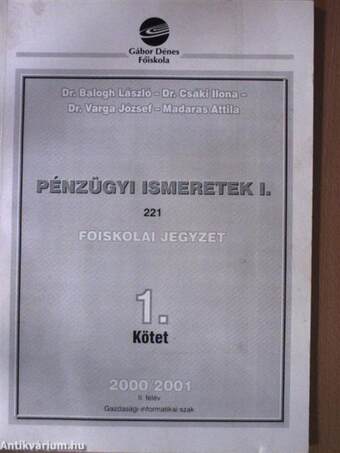 Pénzügyi ismeretek I/1-2.