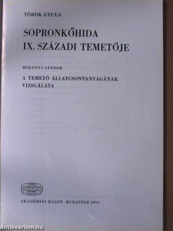 Sopronkőhida IX. századi temetője/A temető állatcsontanyagának vizsgálata