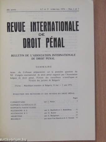 Revue Internationale de Droit Pénal 1974