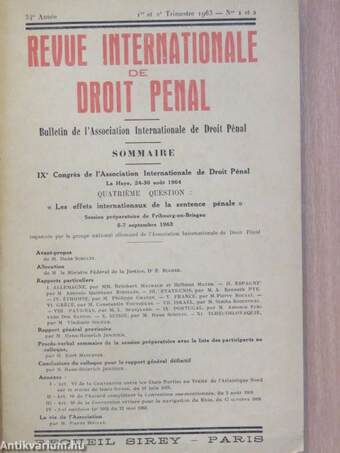 Revue Internationale de Droit Pénal 1963