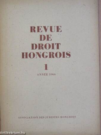 Revue de Droit Hongrois 1966/1.