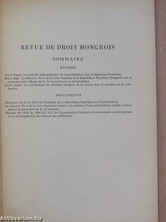 Revue de Droit Hongrois 1966/1.