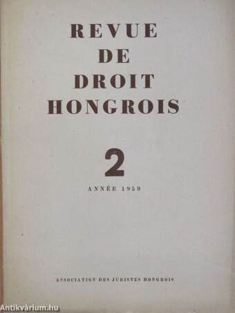 Revue de Droit Hongrois 1959/2.