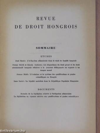 Revue de Droit Hongrois 1959/2.