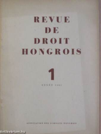 Revue de Droit Hongrois 1961/1.