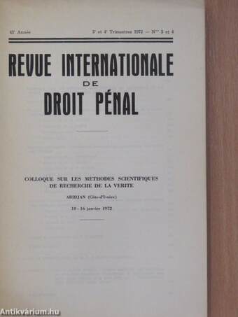 Revue Internationale de Droit Pénal 1972. I-II.